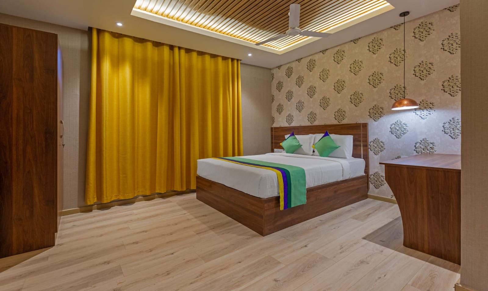 Warm, comfortable guest room
